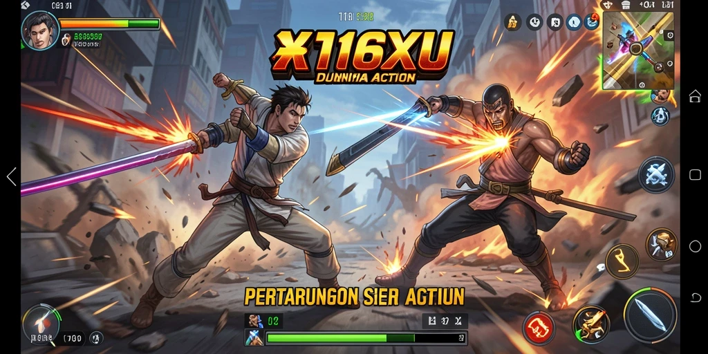 Tampilan utama gameplay Action 116X yang mendebarkan.
