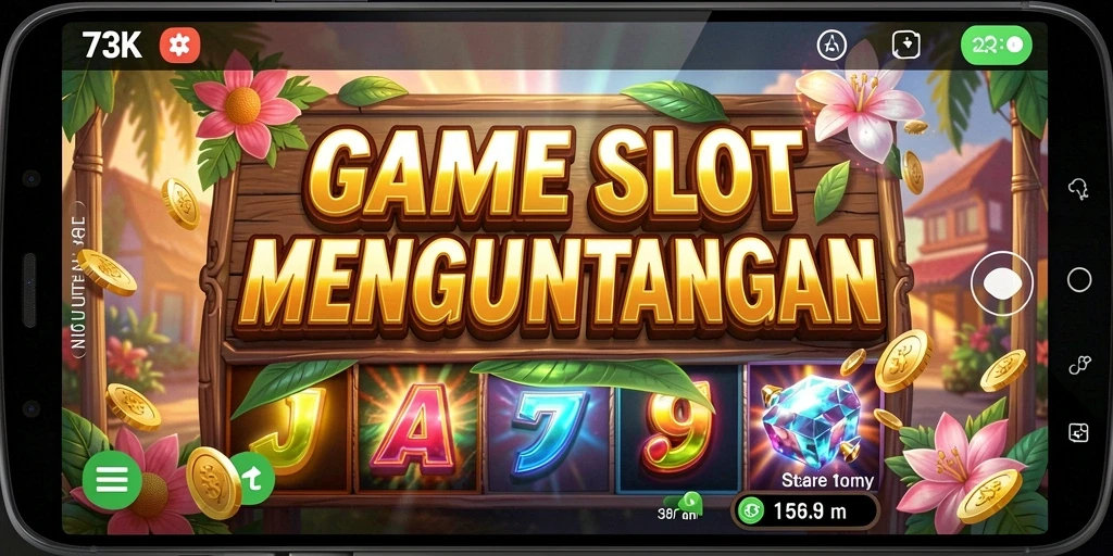 Screenshot menunjukkan gameplay menarik dari 73K dengan animasi slot.