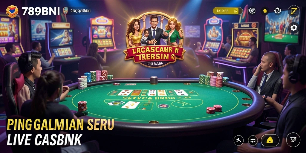Screenshot utama 789BNI menampilkan aksi gameplay Live Casino yang mendebarkan.