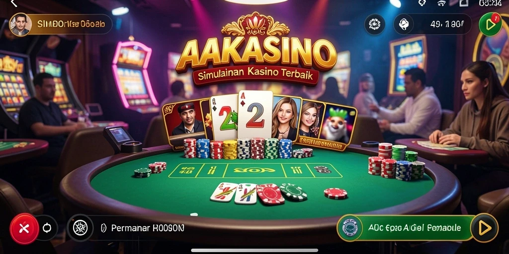 Screenshot menunjukkan gameplay seru AAKASINO di kasino virtual.