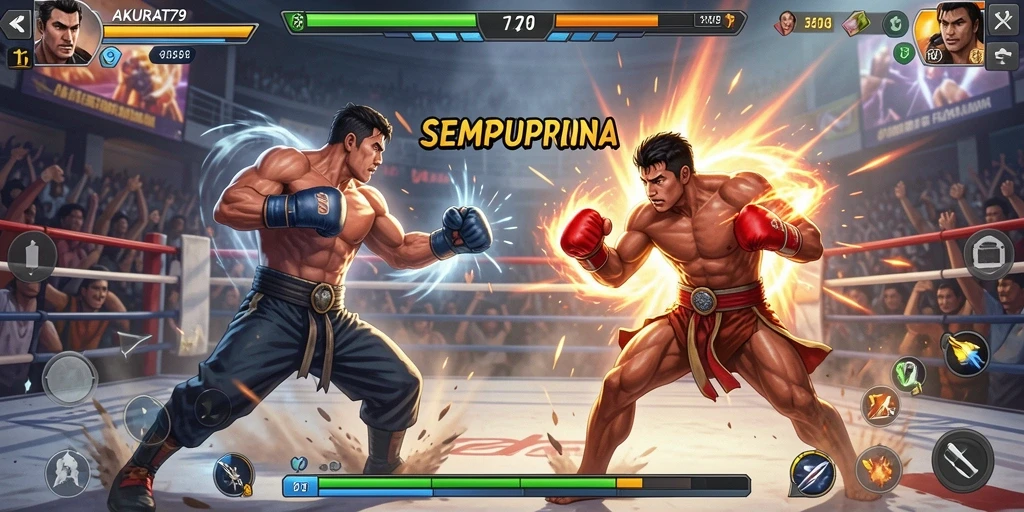 Tampilkan aksi pertarungan seru dalam AKURAT79 dengan karakter unik.