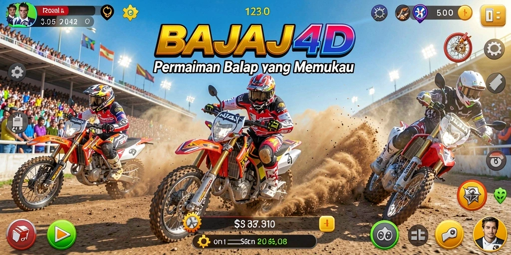 Tampilan gameplay mendebarkan dari BAJAJ4D saat balapan di lintasan.
