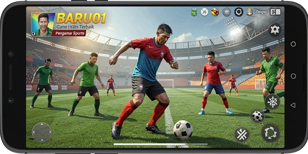 Gameplay BARU01 menampilkan aksi olahraga yang mendebarkan dan seru.