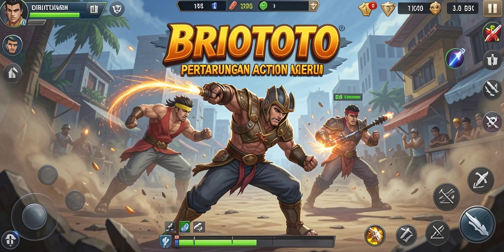 Tangkapan layar menunjukkan aksi intens dalam BRIOTOTO.