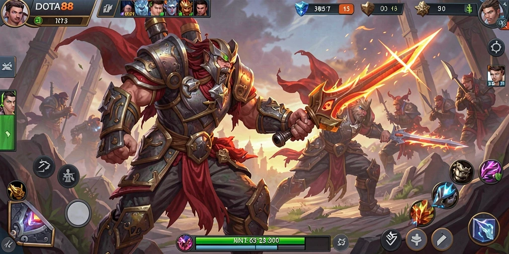 Tangkapan layar dari gameplay DOTA88 menampilkan pertarungan yang mendebarkan.
