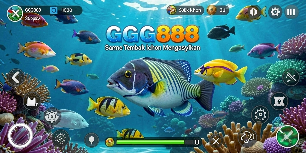 Screenshot GGG888 menampilkan aksi menembak ikan yang seru.