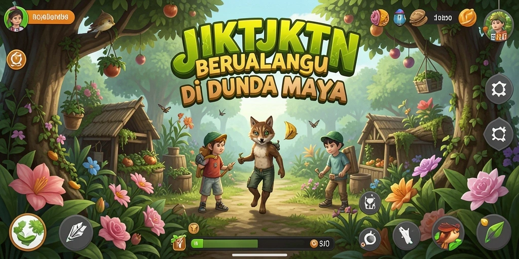 Tampilan gameplay seru di JKTJKT saat berkebun dan merawat hewan.