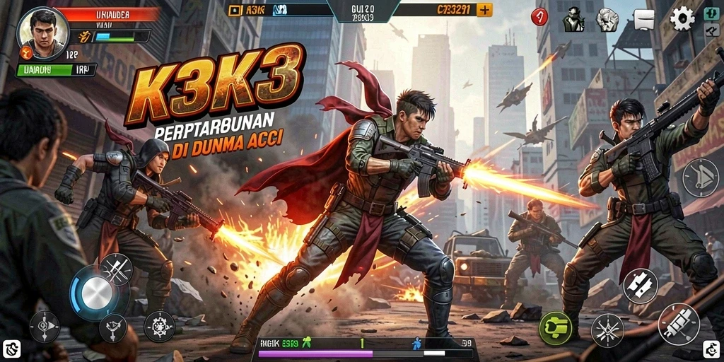 Tampilan gameplay penuh aksi dalam K3K3.