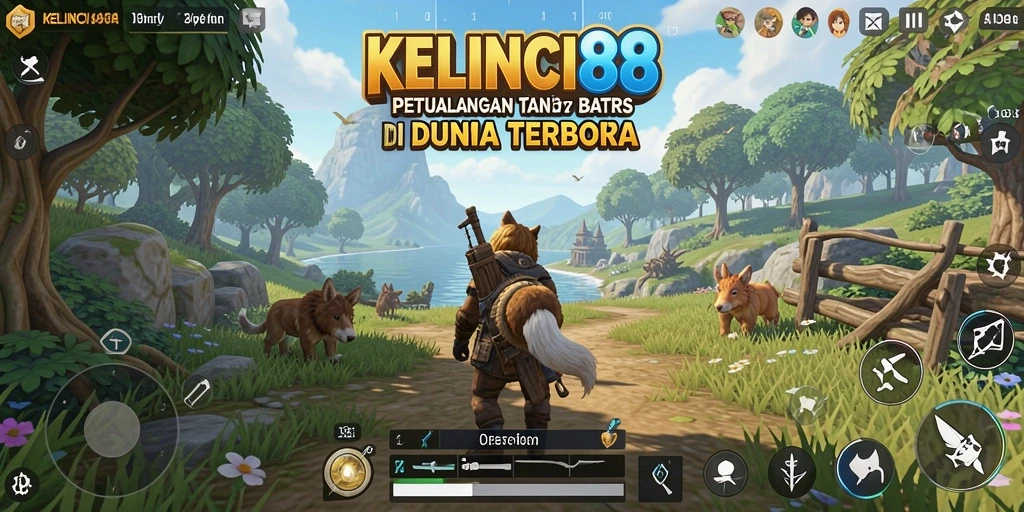 Tangkapan layar gameplay KELINCI88 menampilkan suasana dunia terbuka yang penuh petualangan.