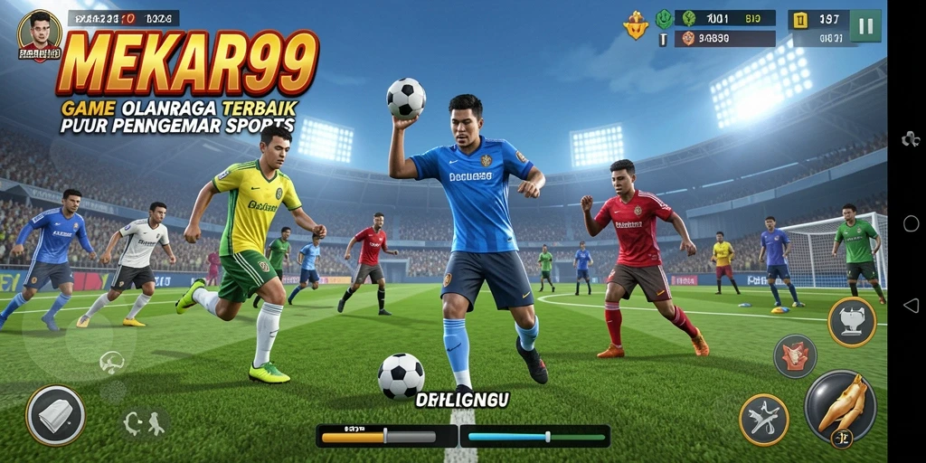 Tangkapan layar MEKAR99 menampilkan aksi seru dalam pertandingan olahraga.