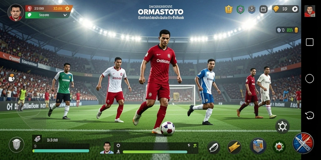 Gameplay Sepak Bola ORMASTOTO yang mendebarkan dan penuh strategi.