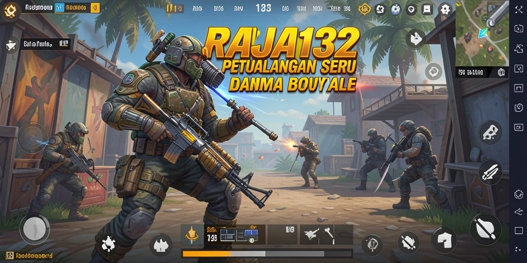 Gameplay seru RAJA132 dalam pertempuran Battle Royale.