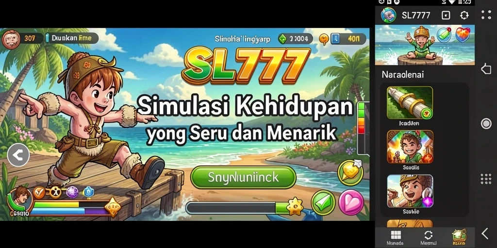 Screenshot gameplay SL777 menunjukkan karakter berinteraksi dalam lingkungan virtual.