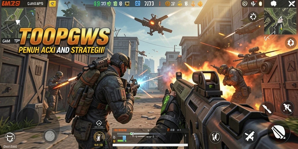 Gameplay menegangkan TOOPGWS dengan aksi tembak-menembak strategis.