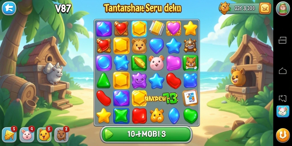 Tampilan gameplay V87 yang penuh warna dan seru.